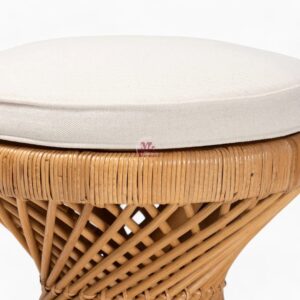 Round Rattan Footstool with Cushion