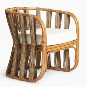 Wicker Rattan Lounge Chair with Seagrass