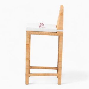 Rattan and Wooden Wicker Bar Stool
