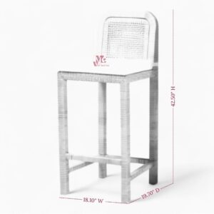 Rattan and Wooden Wicker Bar Stool