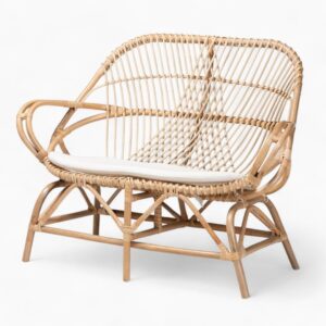 Natural Wicker Rattan Sofa with Cushion