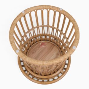 Boho Rattan Coffee Table with Wooden Top