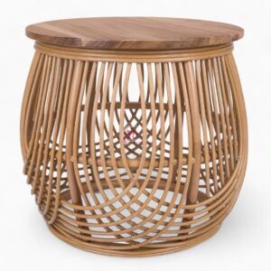 Vintage Wooden and Rattan Coffee Table