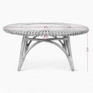 Round Vintage Rattan Coffee Table