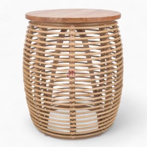 Rattan and Wooden Coffee Table