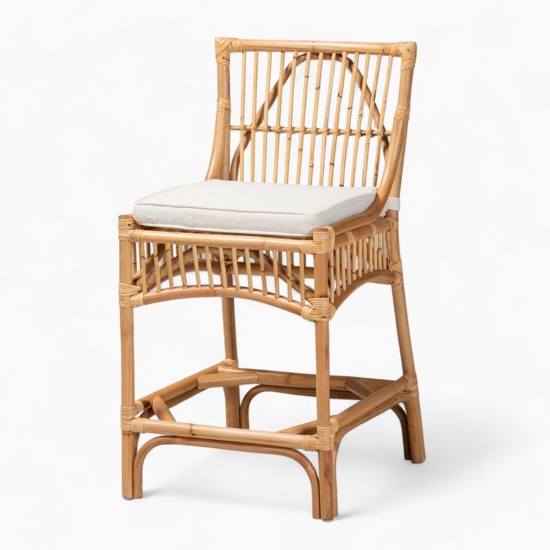 Natural Modern Rattan Wicker Bar Chairs