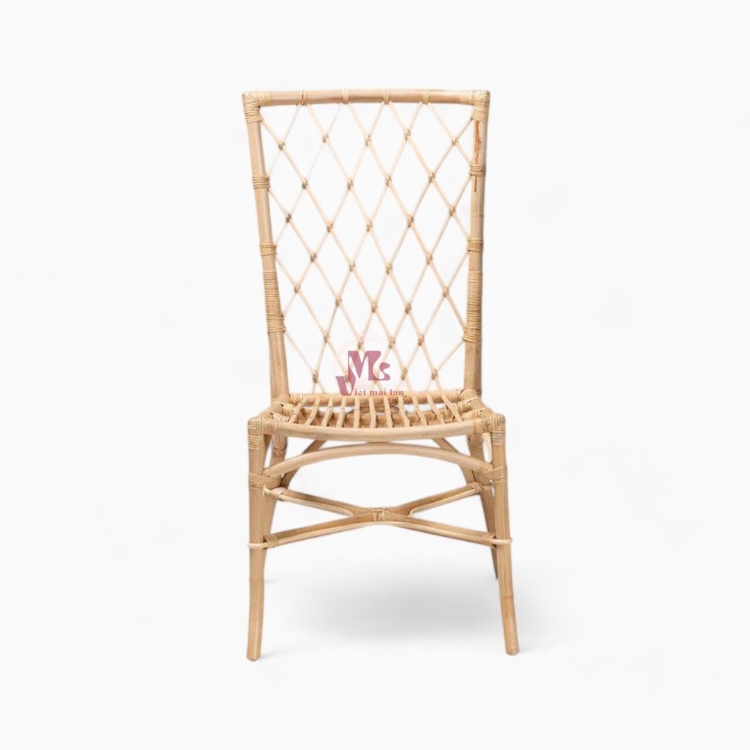 Simple High Back Rattan Dining Chair