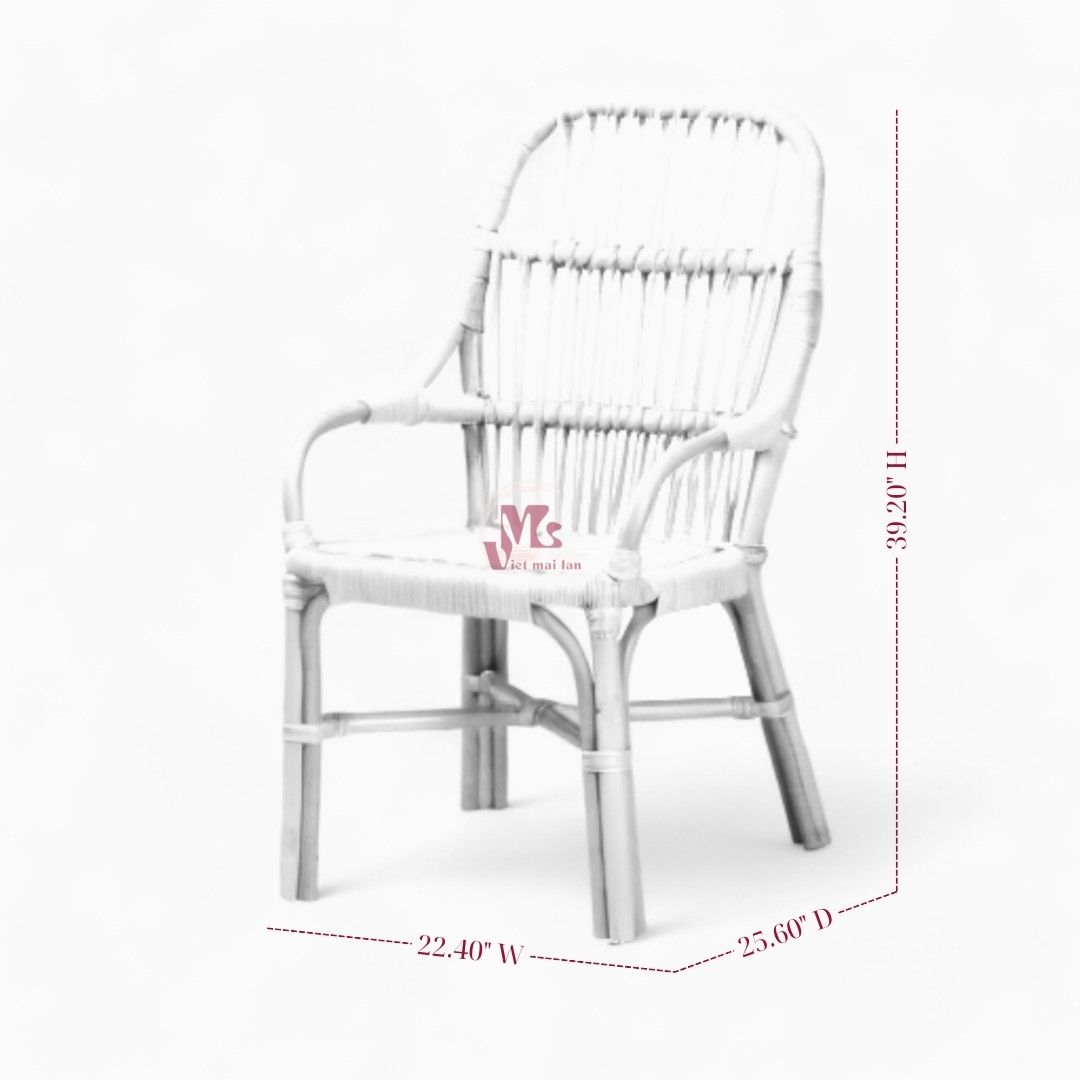 Indoor Rattan Dining Chair With Armrests