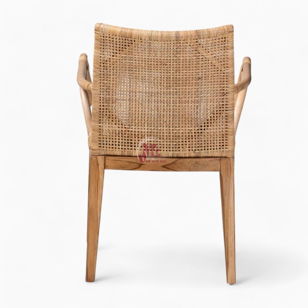 Indoor Rattan Dining Chair with Wooden Legs