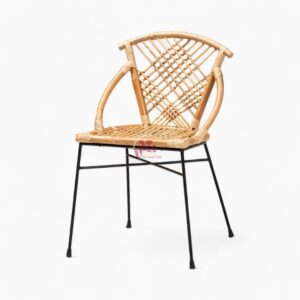 Simple Rattan Dining Chair with Iron Legs