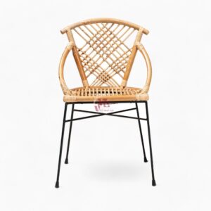 Simple Rattan Dining Chair with Iron Legs