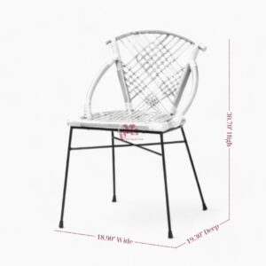 Simple Rattan Dining Chair with Iron Legs