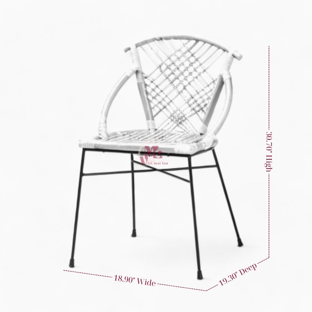 Simple Rattan Dining Chair with Iron Legs