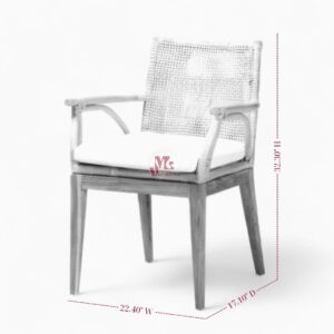 Indoor Rattan Dining Chair with Wooden Legs