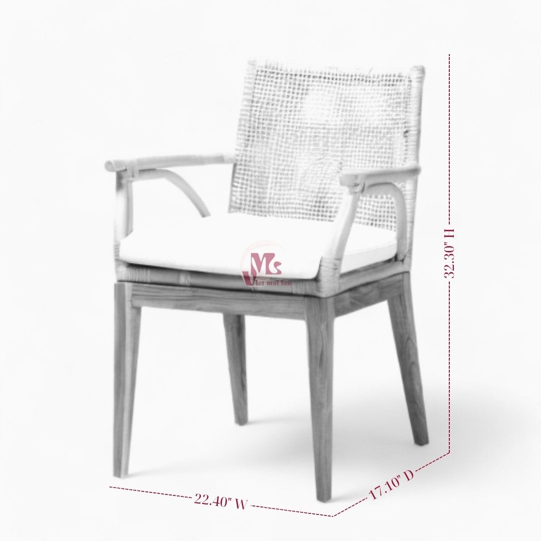 Indoor Rattan Dining Chair with Wooden Legs