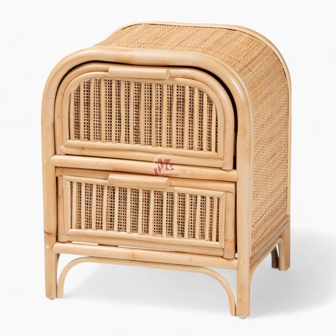 Boho Natural Rattan Nightstand
