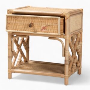 Boho Wicker Rattan Nightstand