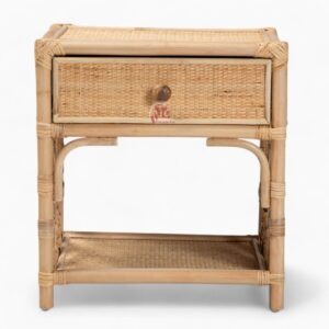 Boho Wicker Rattan Nightstand