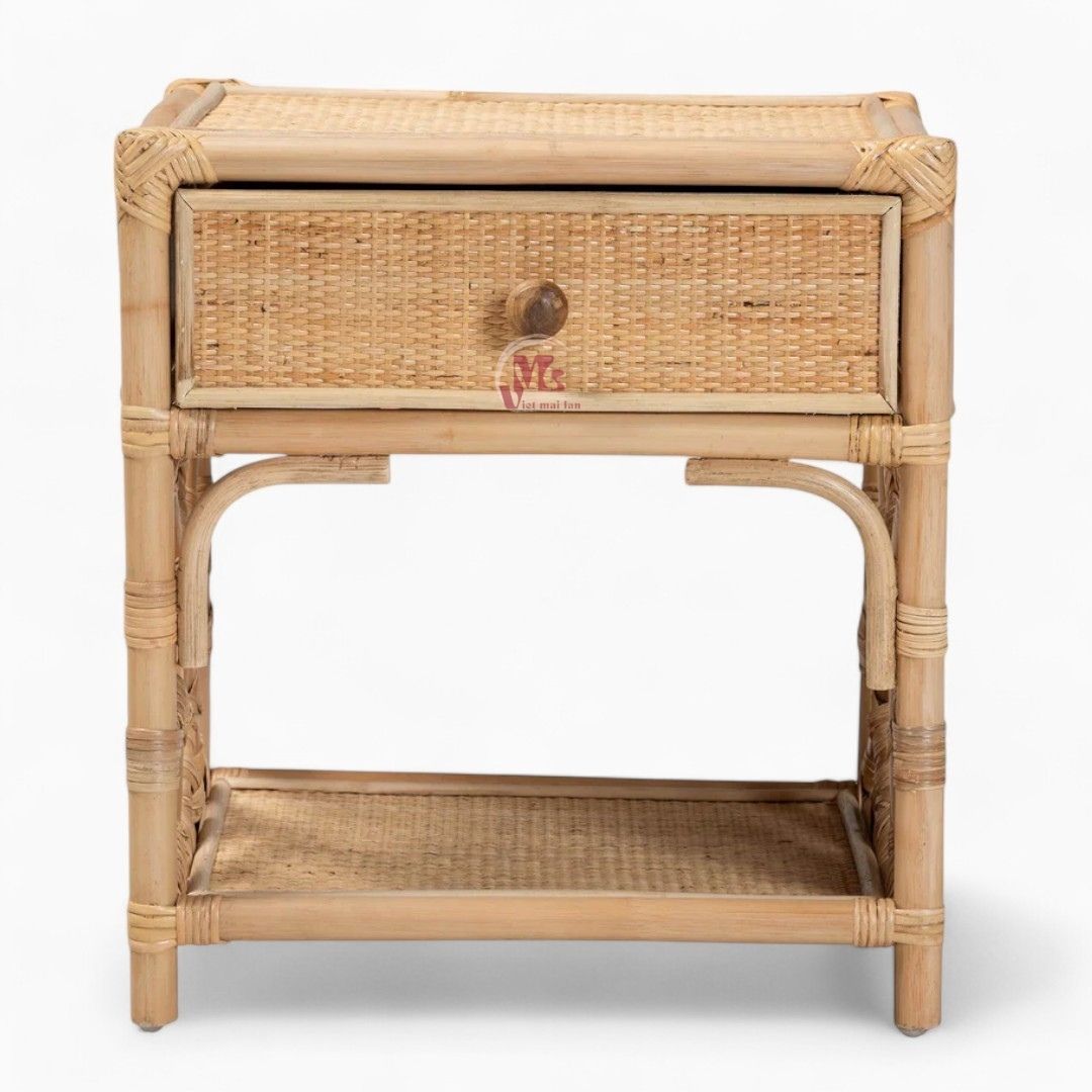 Boho Wicker Rattan Nightstand