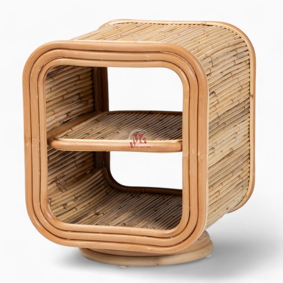 Wicker Rattan Cane Nightstand
