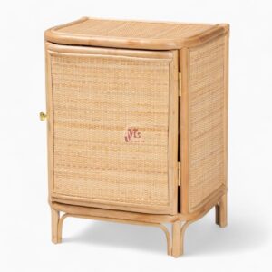 Vintage Woven Rattan Nightstand