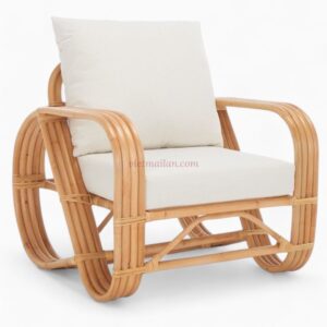 Wicker Rattan Lounge Chair in Natural