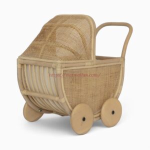 Boho Rattan Doll Stroller