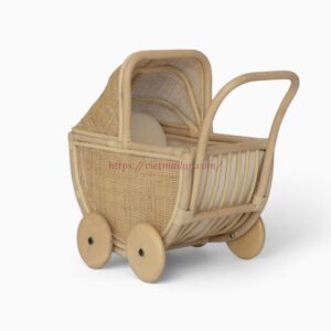 Boho Rattan Doll Stroller