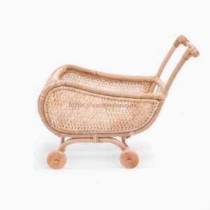 Boho Rattan Toy Stroller for Dolls