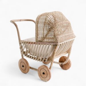 Classic Rattan Toy Stroller for Kids