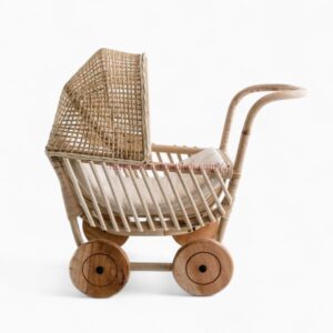 Classic Rattan Toy Stroller for Kids