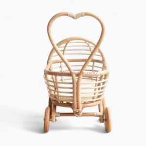 Handwoven Rattan Doll Pram