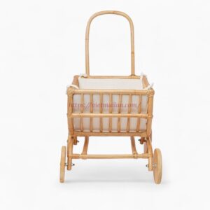 Handwoven Rattan Doll Pram