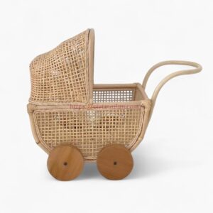 Natural Rattan Doll Pram