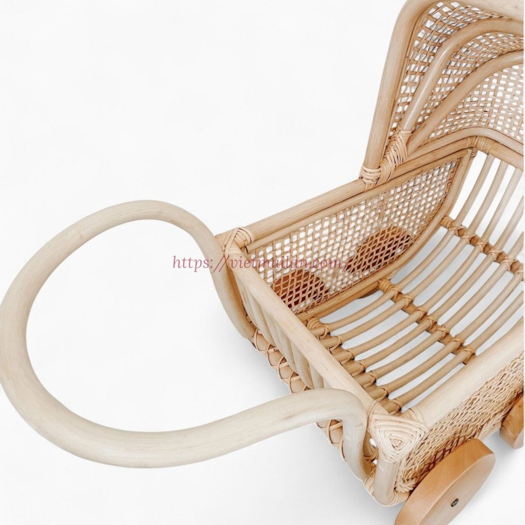 Natural Rattan Doll Pram