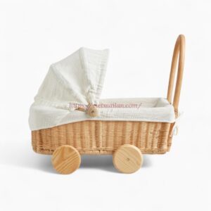 Vintage Rattan Toy Stroller