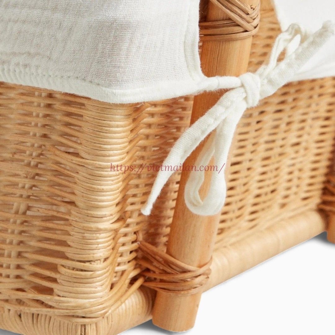 Vintage Rattan Toy Stroller