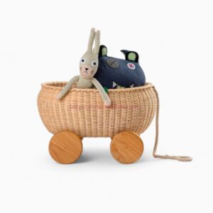 Woven Rattan Toy Stroller for Children