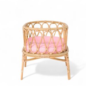 Elegant Rattan Doll Crib