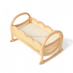 Rustic Rattan Doll Crib