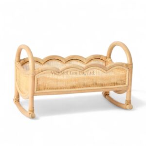 Rustic Rattan Doll Crib