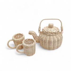 Charming Rattan Tea Set Toy