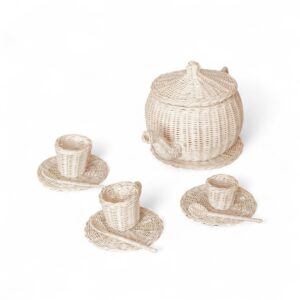 Classic Rattan Tea Set for Little Girls