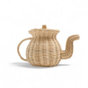 Handmade Rattan Tea Set for Pretend Play