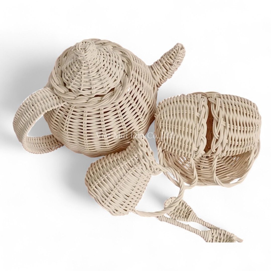 Kids Rattan Tea Set