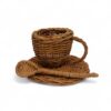 Natural Brown Rattan Tea Set for Kids