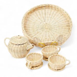 Rattan Tea Set with Tray