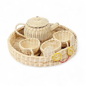 Rattan Tea Set with Tray