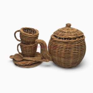 Vintage Rattan Tea Set Toy