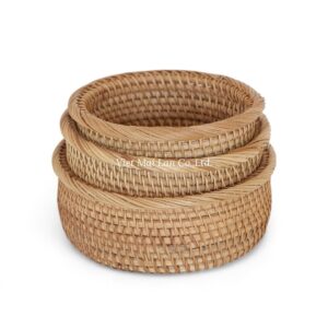 3-Piece Rattan Tray Set